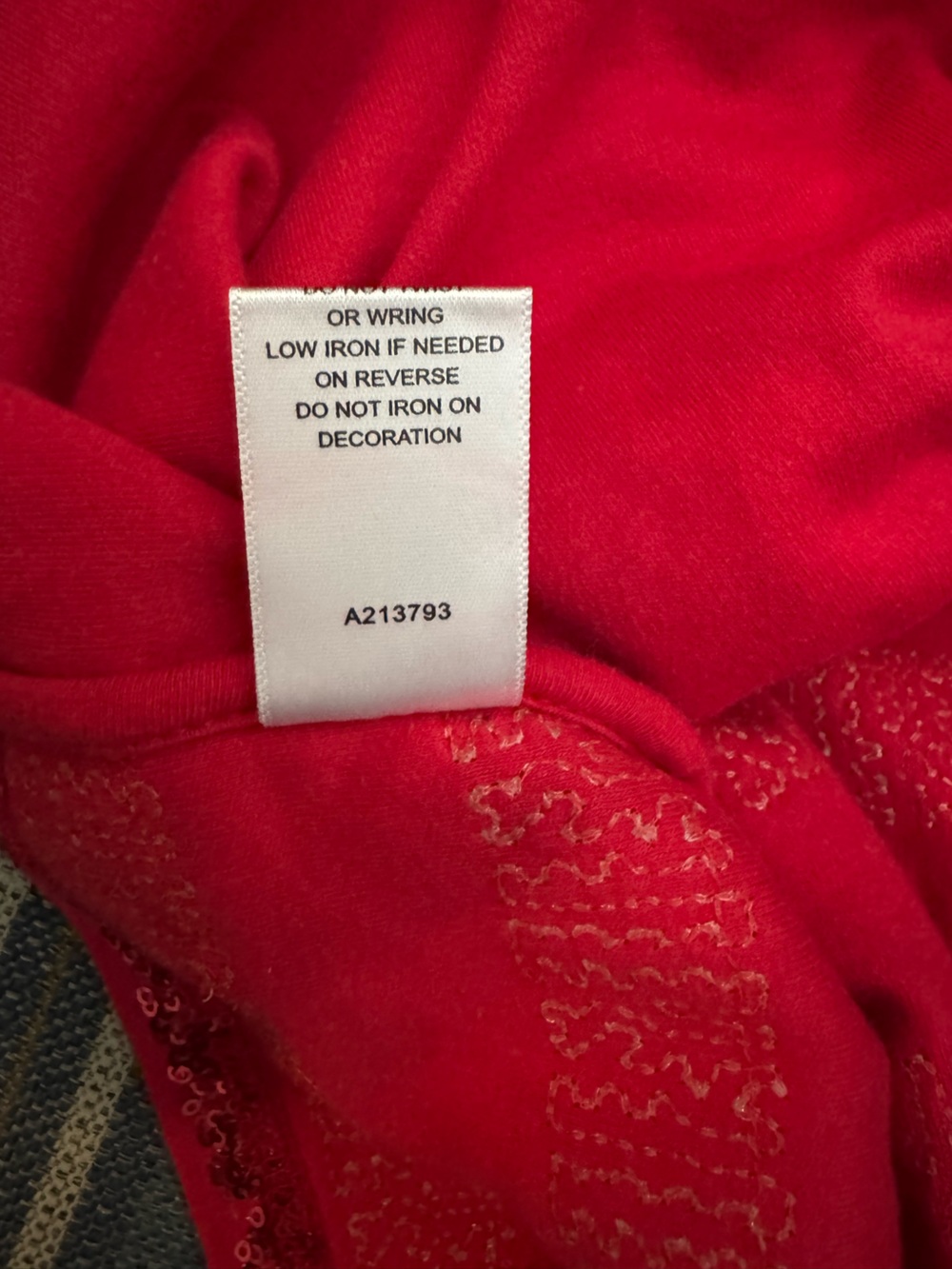 49er Bright Red Round Neck Tee with Gold and Red Sequin Horizontal Stripes - Picture 7 of 7